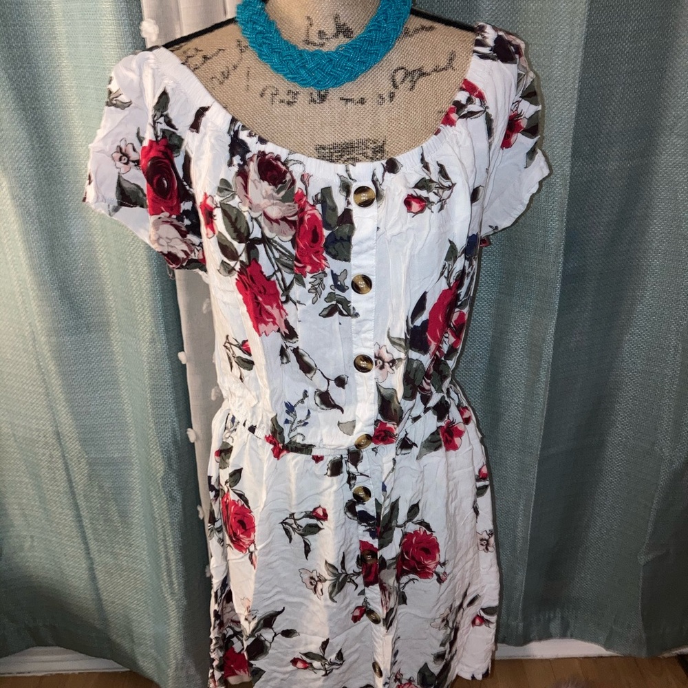 White Floral Dress 3X